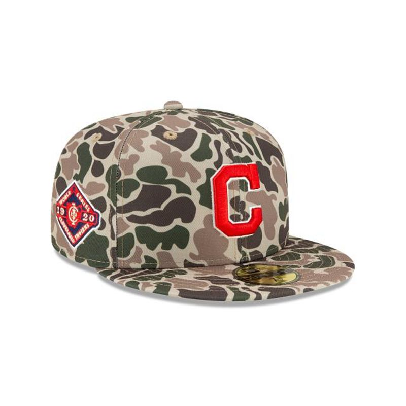 MLB Cleveland Indians Duck Camo 59Fifty Fitted (KKC4394) - Green New Era Caps